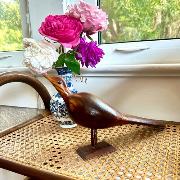 Vintage Mid Century Modern Carved Wooden Bird Sculpture MCM 11" Long - Picture 11 of 15